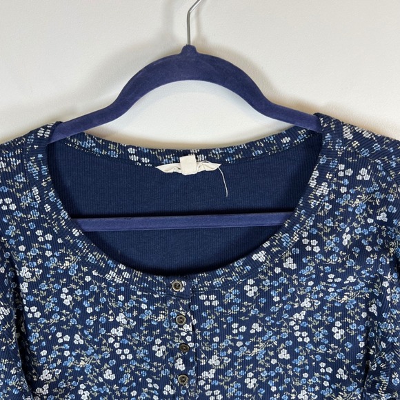 Lucky Brand Women's Floral Print Long Sleeve Henley Shirt Top women's size XL - Picture 2 of 7